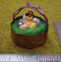 Gold Hexagon basket with baby chick