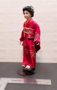 Japanese Woman in Red Kimono