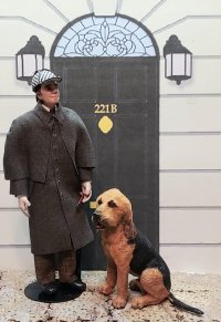 Sherlock Holmes and Toby, his bloodhound